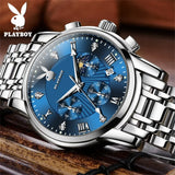 PLAYBOY Fashion Luxury Multifunction Original Waterproof Stainless Steel High Quality Quartz Watch for Men