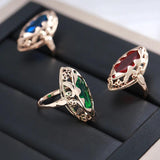 Awesome Horse Eye Design Filled 14K Rose Gold AAA Zircon Crystal Unique Ethnic Rings for Women Daily Fine Jewellery