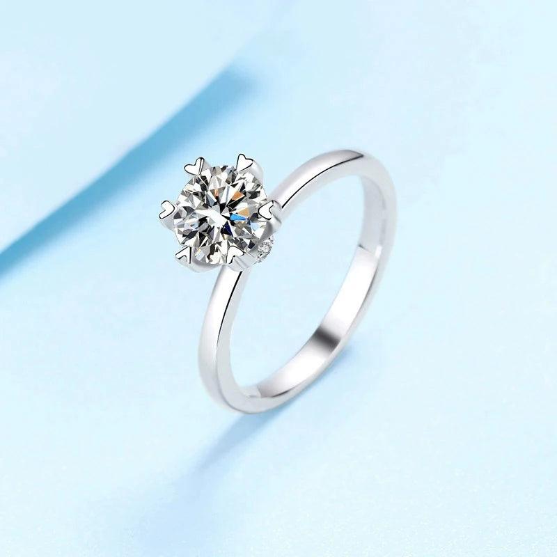 0.5ct-2ct Moissanite Engagement Wedding Diamond Solitaire Rings for Women 925 Sterling Silver Luxury Fine Jewellery