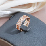 Luxury Rolled 14K Rose Gold Bride Wedding Rings For Women with AAA Zircon Diamonds - Ethnic Fine Jewellery
