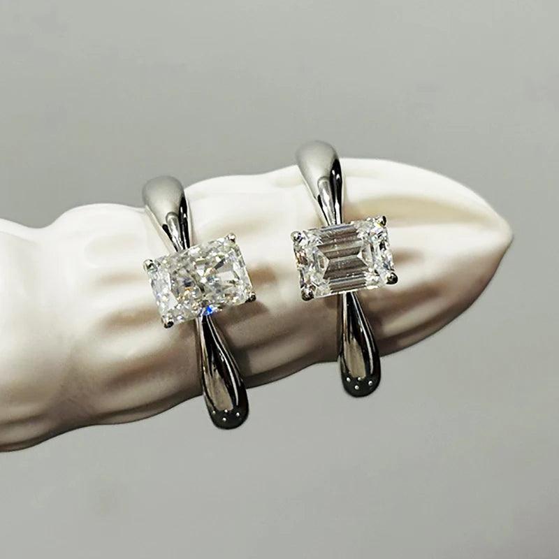 Excellent 1Carat Radiant/Asscher Cut Moissanite Diamond Rings 925 Silver Wedding Engagement GRA Certified Jewellery