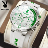 PLAYBOY Top Brand  New Original Fashion High Quality Silicone Strap Multifunction Quartz Watch for Men