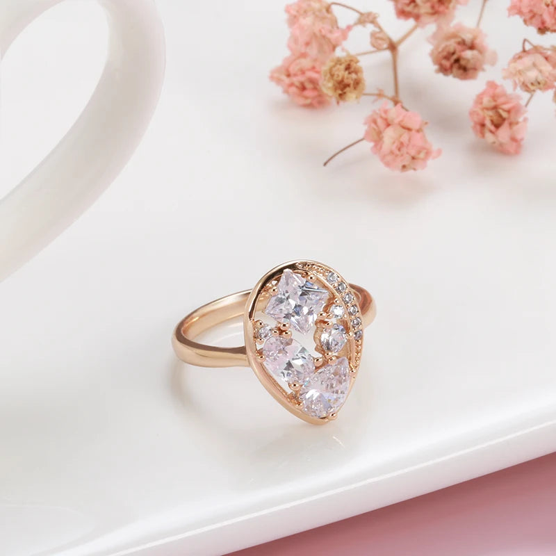 Fashion Unique Filled 14K Rose Gold AAA Zircon Diamonds Daily Fine Jewellery Gifts for Women