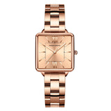 Elegant Green Dial Roman Square Ladies Rose Gold Plated Case Watches Quartz Stainless Steel Fashion Wristwatches