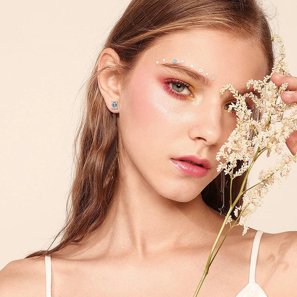 Emerald Cut 18KWGP 1Carat D Colour Radian Moissanite Diamonds Stud Earrings - Silver Fine Jewellery for Women and Men - The Jewellery Supermarket