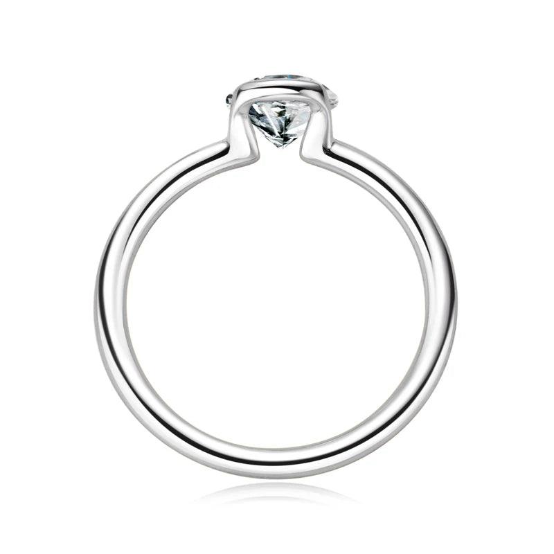 1CT 6.5mm  Real D Color Round Diamond VVS1 Moissanite 925 Silver Engagement Wedding Rings for Women Fine Jewellery