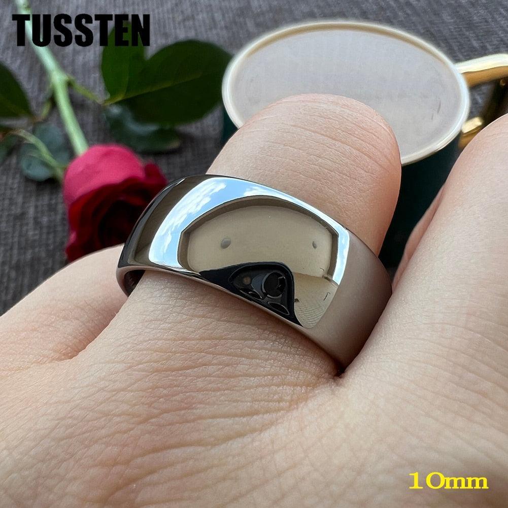New Arrival 10MM Domed PolishedWhite Tungsten Men's Comfort Fit Fashion Wedding Engagement Rings - The Jewellery Supermarket