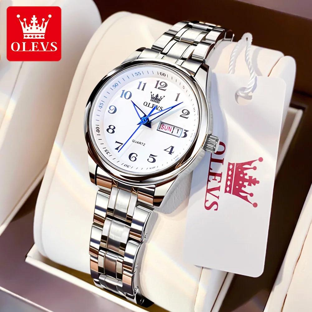 New Original Luxury Brand Stainless Steel Waterproof Quartz Women's Watches- Elegant Date Gift for Ladies