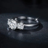 Splendid 3-stone S925 Sterling Silver with 14CGP Moissanite Diamonds Rings Engagement Wedding Promise Jewellery