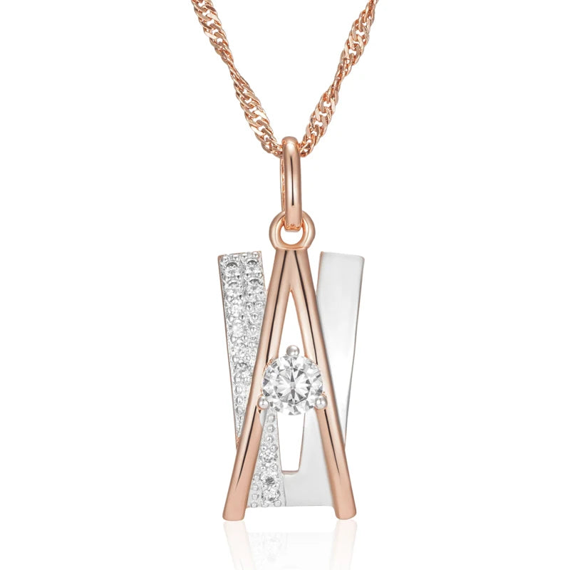 Luxury Personality 14K Filled Rose Gold AAA White Zircon Diamonds Gold and Silver Colour Necklace Fine Jewellery