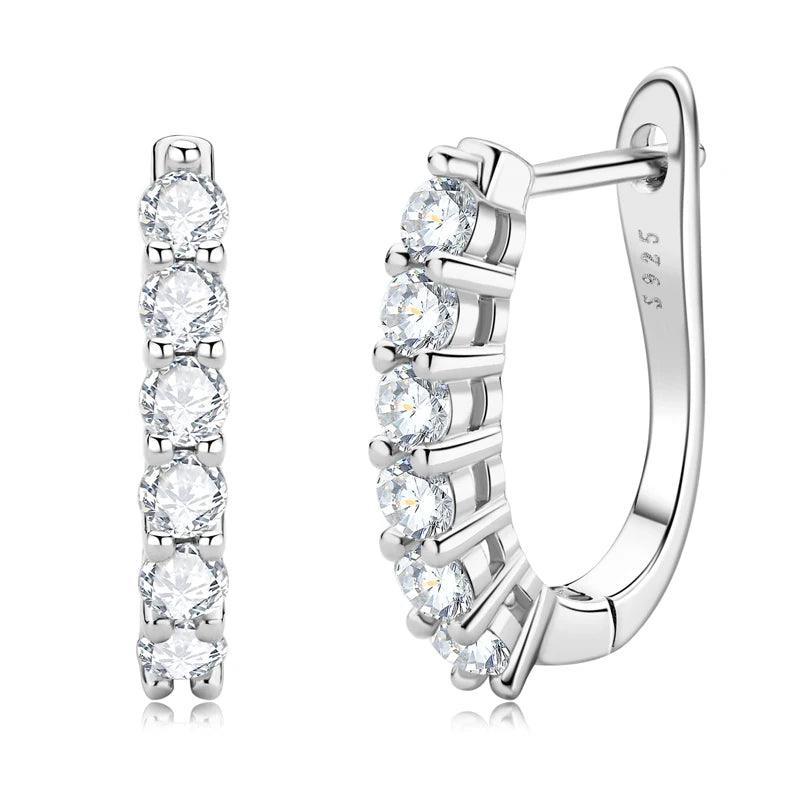 Excellent 18KGP D Colour VVS1 Moissanite Diamonds Clip Hoop Earrings for Women, Silver Fine Fashion Charm Jewellery - The Jewellery Supermarket