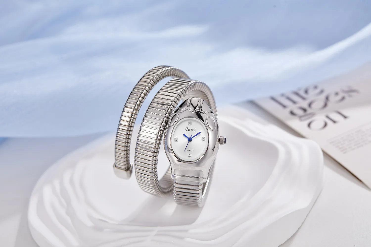 Unique Design Snake Watches for Women - Luxury Stainless Steel Quartz Fashion Lady Dress Jewellery