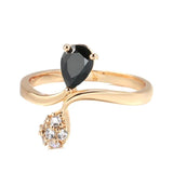New Style Fashion Rolled 14K Rose Gold With Black AAA Zircon Crystal Ring - High Quality Daily Fine Jewellery