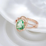 Geometric Light Green Filled 14K Rose Gold Trendy AAA Zircon Crystal Ring For Women Fashion Jewellery