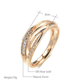 Fashion Design Simple Geometry 14K Rolled Rose Gold With AAA Zircon Diamonds Cross Ring - Party Daily Jewellery