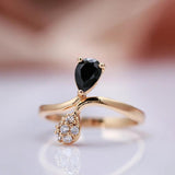 New Style Fashion Rolled 14K Rose Gold With Black AAA Zircon Crystal Ring - High Quality Daily Fine Jewellery