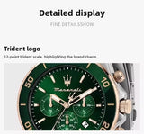 Maserati Original Green Water Ghost Trend Sports Watch Europe and America Style Authentic Quartz Wristwatch