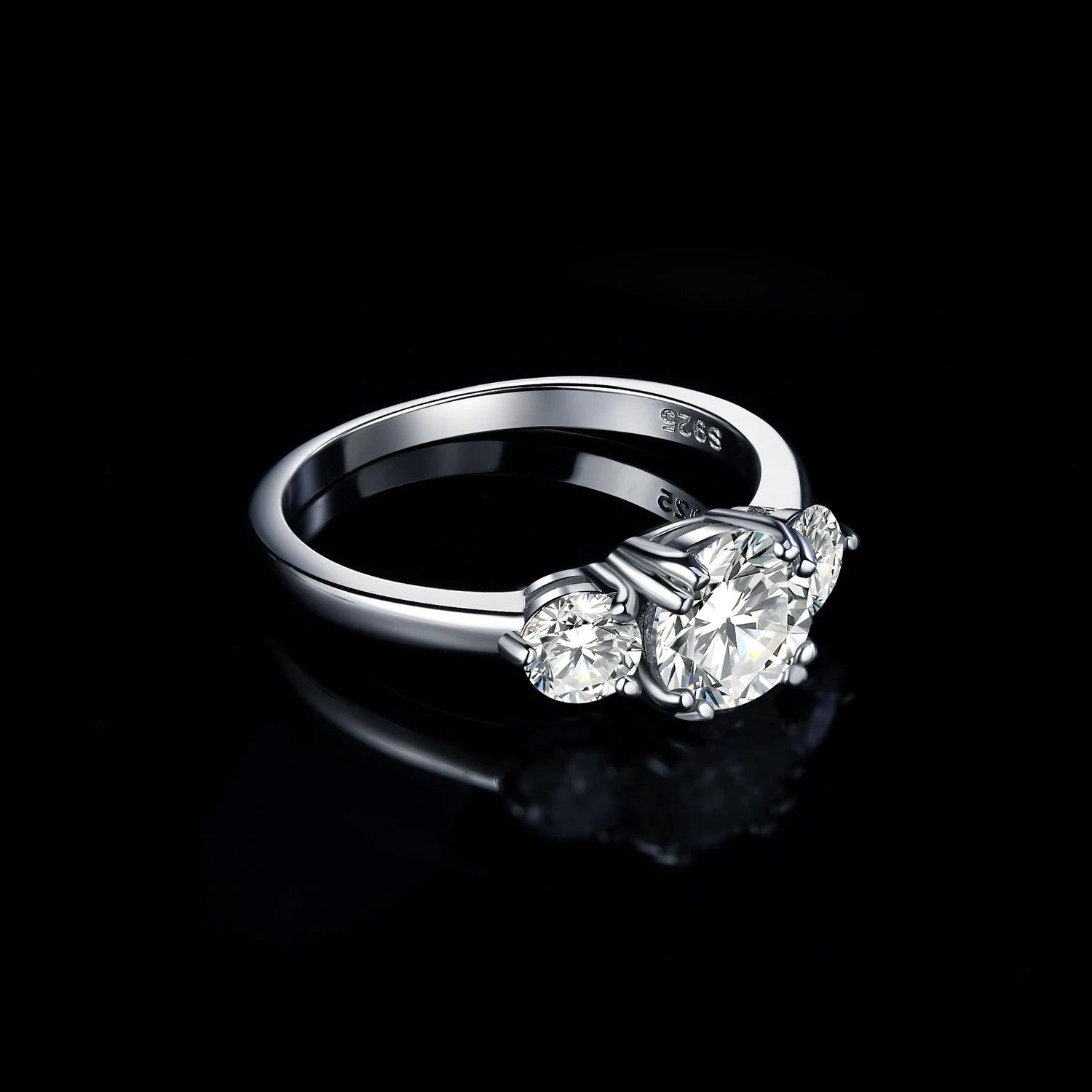 3 Stone D Colour 1.4ct Moissanite Diamonds Sterling Silver Wedding Engagement Rings for Women 18KGP Fine Jewellery