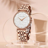 Elegant Stainless Steel Quartz Watches Fashionable Luxury Zircon Diamonds Japanese Movement Precision Ladies Watches