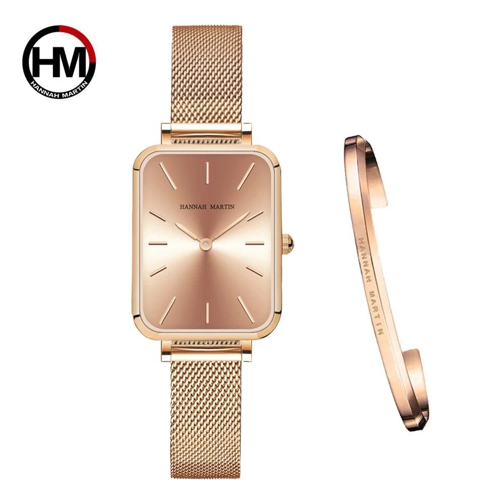 Super Elegant Rectangle Ultrathin Nordic Style Quartz Movement Fashion Stainless Steel Mesh Bracelet Ladies Watches