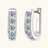 Superb 14KGP 3mm D VVS1 Moissanite Diamonds U-shaped Hoops Geometric Earrings, Silver Engagement Fine Jewellery - The Jewellery Supermarket