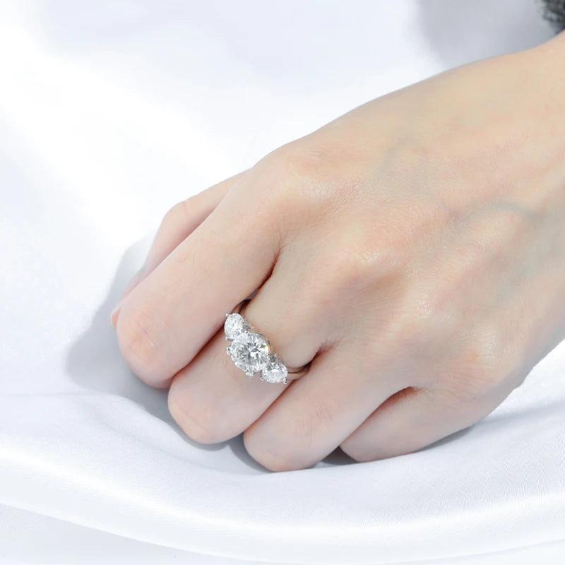 Excellent 3CT GRA Certified Double Halo Moissanite Rings for Women Engagement Wedding S925 Sterling Silver Jewellery