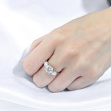 Excellent 3CT GRA Certified Double Halo Moissanite Rings for Women Engagement Wedding S925 Sterling Silver Jewellery