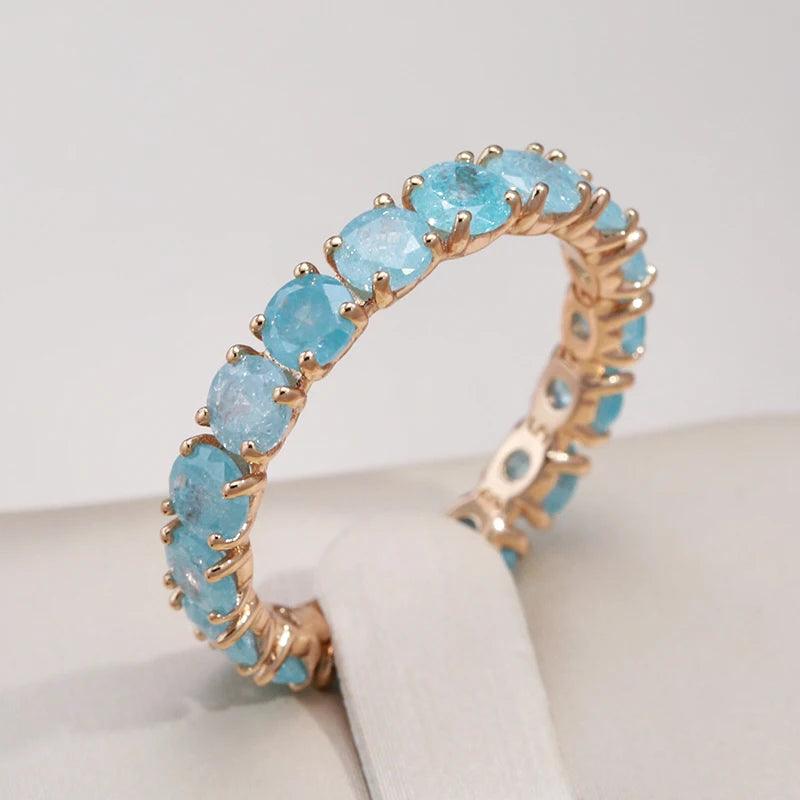 New Round Cut AAA Emerald Zircon Ring for Women Luxury 14K Rolled Rose Gold Promise Ring - Fine Jewellery