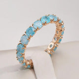 New Round Cut AAA Emerald Zircon Ring for Women Luxury 14K Rolled Rose Gold Promise Ring - Fine Jewellery