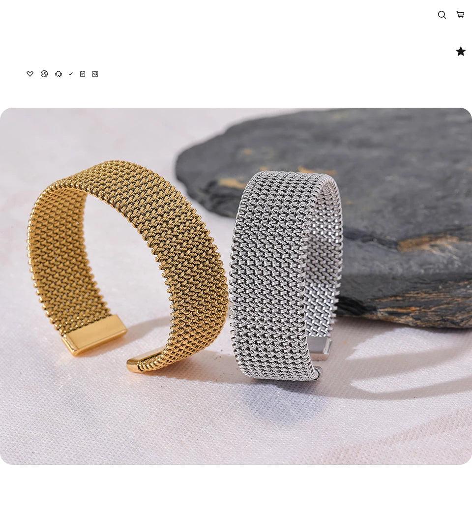 New Waterproof Stainless Steel Metal Wide Open Bracelet Bangle for Women High Quality Statement Daily Jewellery - The Jewellery Supermarket