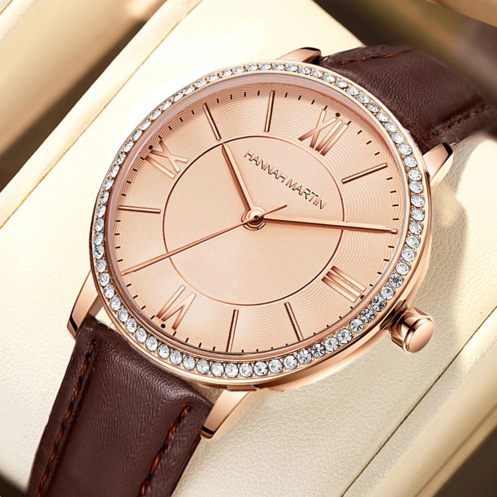 New Luxury Brand Classic Luxury Rhinestone Diamonds Ladies Watches Japanese Movement Women Dress Watches Gift Set