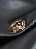Luxury Geometric Line Cross Rolled 14K Rose Gold With Black AAA Zircon Crystals Ring - Fashion Vintage Jewellery