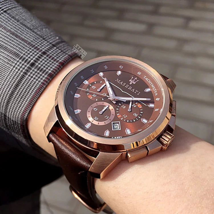 Maserati Luxury Watch Men's Sports Racing Success Series Fashion Multifunction Waterproof Silicone Strap Quartz Watch