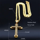 Christian Jesus Cross Religious Necklace - Gold Colour Stainless Steel Religious Pendant Necklaces Chain Jewellery - The Jewellery Supermarket
