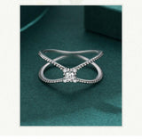 New Sterling Silver Simple Geometric Cross AAAA Simulated Diamonds Ring - Simple Style Ring Fine Jewellery - The Jewellery Supermarket