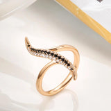 Unique Design White And Black AAA Zircon Diamonds Fashion 14K Rolled Rose Gold Daily Fine Jewellery Ring