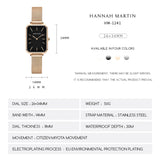 Elegant Rectangle Ultrathin Nordic Simple Style Quartz Movement Fashion Stainless Steel Mesh Bracelet Ladies Watches
