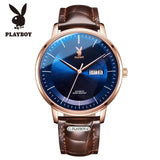 PLAYBOY Casual Simple Automatic Mechanical Men's Watches Original Waterproof Calendar High Quality Watch for Men