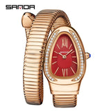 New Arrival High-End Snake Shaped Zircon Diamonds Inlaid Women's Retro Lightweight Luxury Quartz Watches