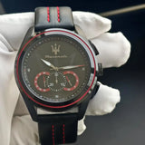 Original Maserati Men's Watch Quartz Darth Vader Waterproof Leather Strap Watches, Luxury, Precision Italian style