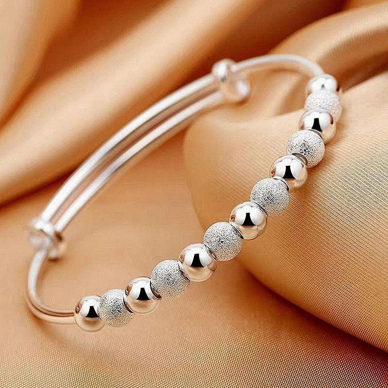 Fashion 925 Sterling Silver Lucky Beads charm Bangles For Women - Charm Bracelets Luxury Designer Jewellery - The Jewellery Supermarket