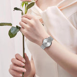 Elegant Simple Design Classic Women Rose Gold Colour Stainless Steel Mesh Casual Waterproof Ladies Quartz Watches