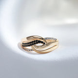 Elegant New Full Bling Rolled 14K Rose Gold Black and White AAA Zircon Diamonds Cross Ring - Fine Daily Jewellery