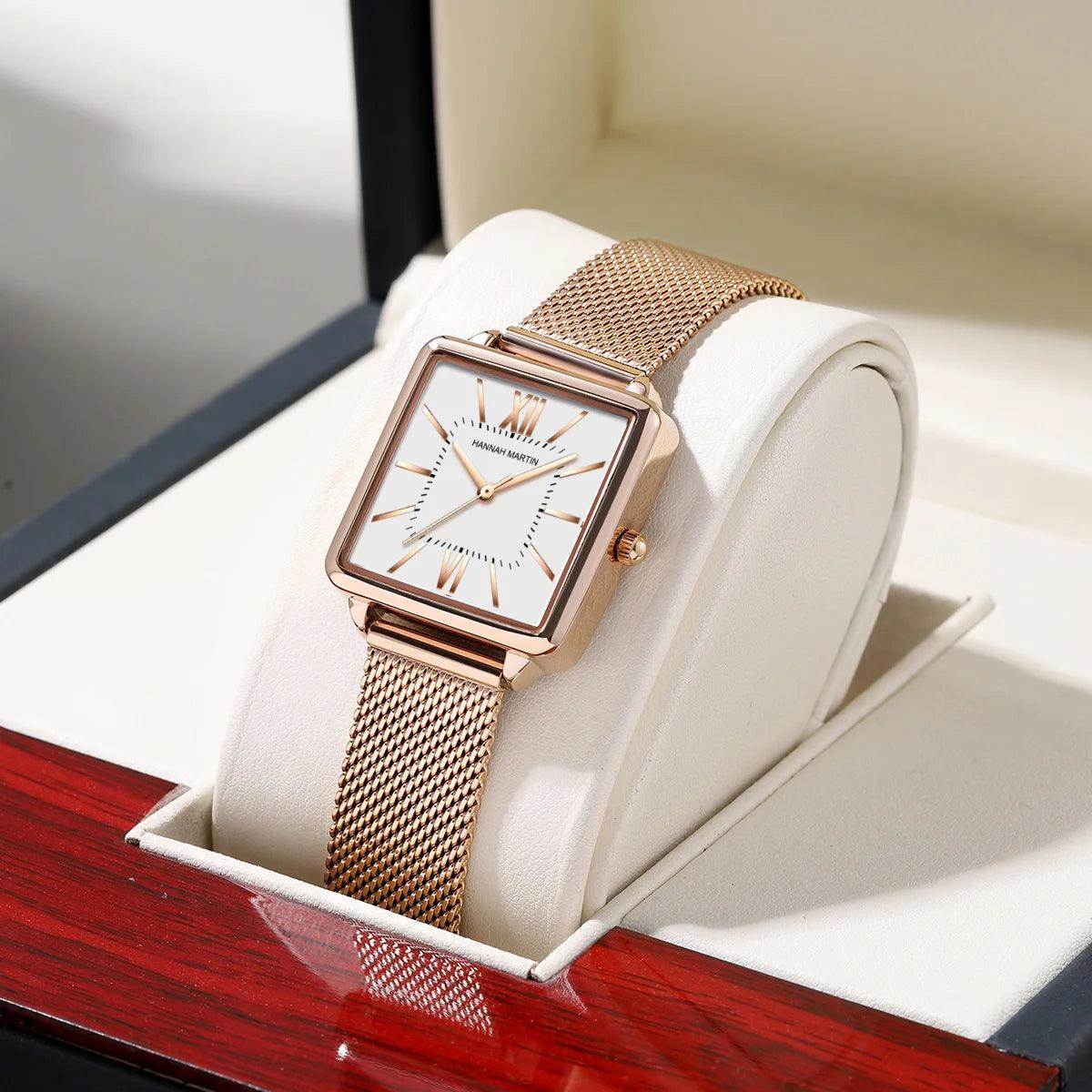 Top Brand Elegant Quartz Movement Stainless Steel Wristwatch 3ATM Waterproof Fashion Original Mesh Women Watches