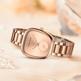 Fashionable Minimalist Style Elegant Ladie's Quartz Wristwatch Wine Barrel Rose Gold or Black Oval Women's Watches