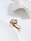 Luxury Geometric Line Cross Rolled 14K Rose Gold With Black AAA Zircon Crystals Ring - Fashion Vintage Jewellery