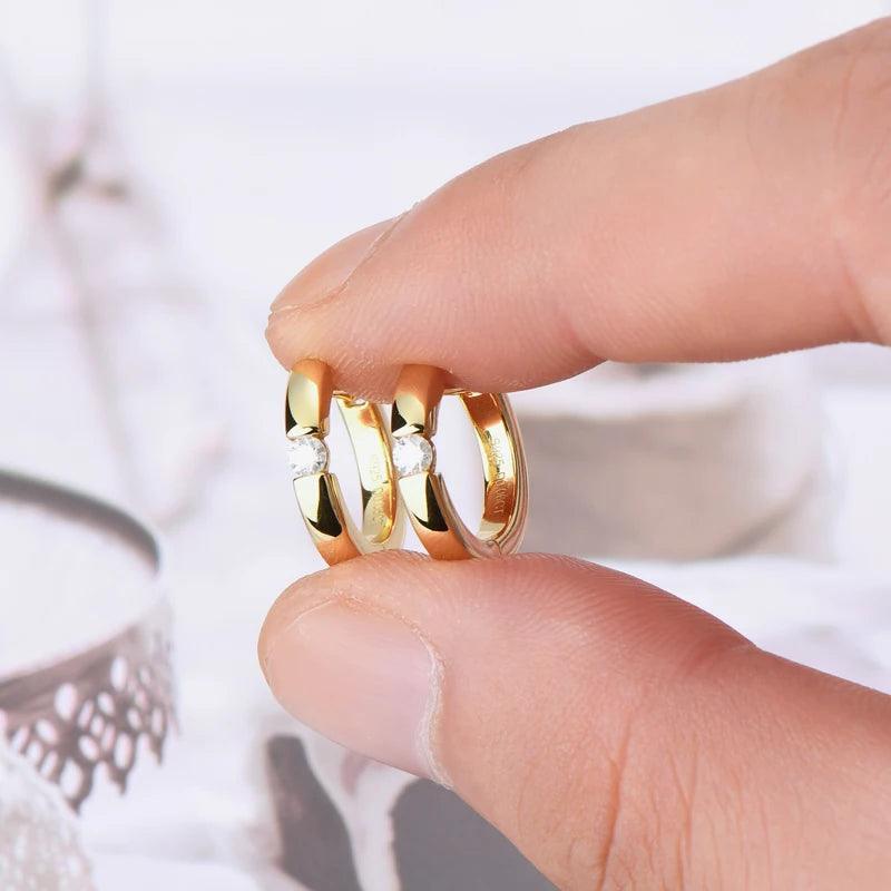 New Design 14KGP Moissanite Diamonds Hoop Earrings 2.0mm VVS1 Fine Jewellery - Silver Earrings for Women Men - The Jewellery Supermarket