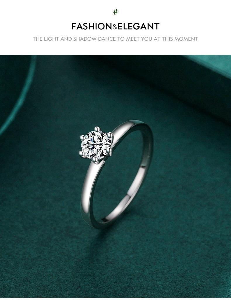 Authentic Sterling Silver Charm Simple Round Clear AAAA Simulated Diamond Rings - Fine Statement Jewellery - The Jewellery Supermarket