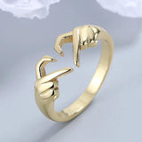 New Popular Romantic Heart Hand Hug Fashion Ring for Women and Girls -  Silver Color Punk Gesture Fashion Gift - The Jewellery Supermarket
