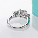 Superb 3 Stones D Colour VVS 5CT Moissanite Diamond Rings For Women Engagement Wedding Silver Certified Jewellery